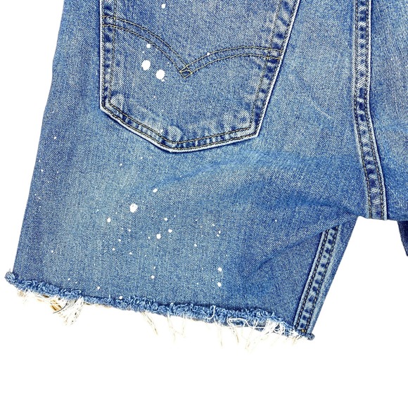 Levi's Cutoff Jean Shorts Women's Unisex 33" x 5.5" Stretch Denim Paint Splatter - Picture 11 of 12